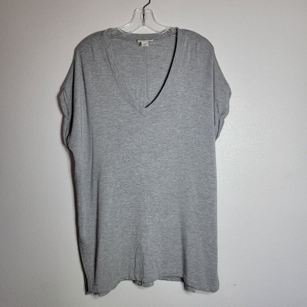 Loft Lounge SOFT Gray Tunic Top Size XL Relaxed Fit Side Slits‎ Short Sleeve